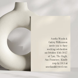 Convite Casamento Moderno Minimalista Ivory Ecru Negro