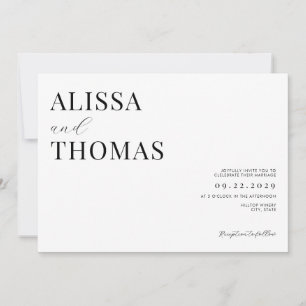Convite Casamento Moderno Minimalista Negro e Branco
