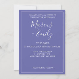 Convite Casamento Moderno Minimalista Periwinkle & White
