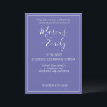 Convite Casamento Moderno Minimalista Periwinkle & White<br><div class="desc">Convite para casamento bonito,  moderno,  minimalista e moderno,  apresenta fundo azul periwinkle com blocos de texto personalizáveis brancos em fontes modernas</div>