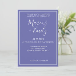 Convite Casamento Moderno Minimalista Periwinkle & White