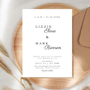 Convite Casamento Moderno Minimalista Preto e Branco