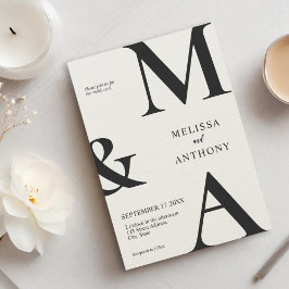 Convite Casamento Moderno Minimalista Preto e Ecru