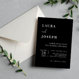 Convite Casamento Moderno Minimalista Preto Personalizado