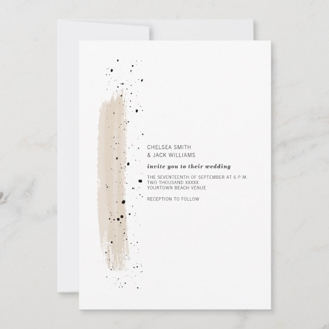 Convite Casamento Moderno Minimalista Rosa-Rosa (Frente)