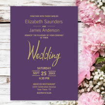 Casamento Moderno Minimalista Roxo e Dourado
