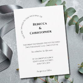 Convite Casamento Moderno Minimalista Simples Branco Preto