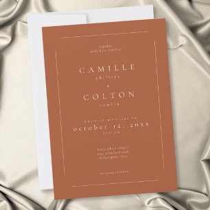 Convite Casamento Moderno Minimalista Terracota Rústico El