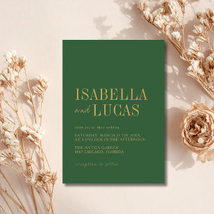 Convite Casamento moderno minimalista verde floresta e dou