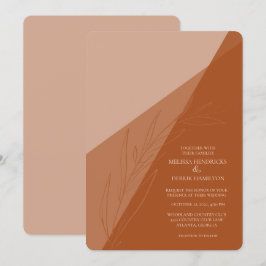 Convite Casamento Moderno Monocromático Terra Cotta