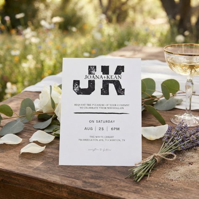 Convite Casamento Moderno Monograma Elegante (Criador carregado)