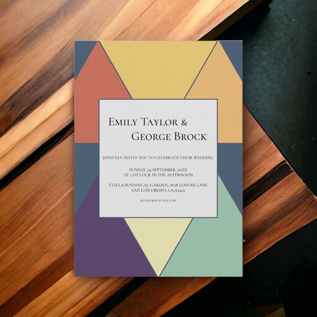 Convite Casamento Moderno Na moda Geométrico Elegante (Criador carregado)