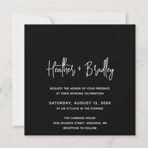 Convite Casamento Moderno Negro Minimalista