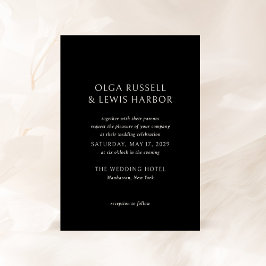 Convite Casamento Moderno Negro Simples