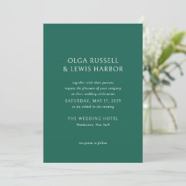 Convite Casamento Moderno Olga Emerald Green