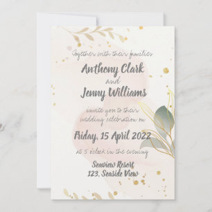 Convite Casamento Moderno Pastel Watercolor