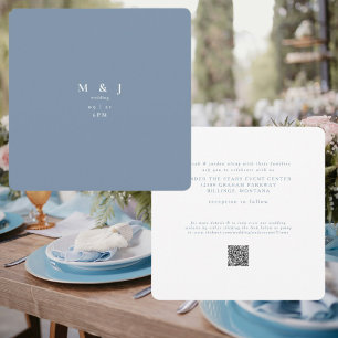 Convite Casamento Moderno Periwinkle Arredondado Simples e