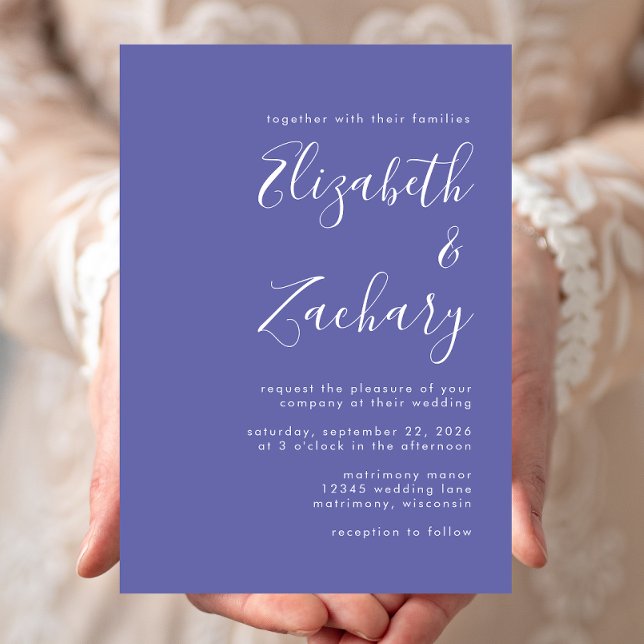 Convite Casamento Moderno Periwinkle Script (Criador carregado)