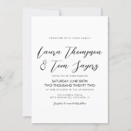 Convite Casamento Moderno Preto e Branco com Letra Elegant