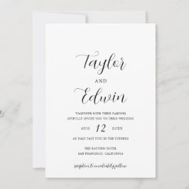 Convite Casamento Moderno Preto e Branco Minimalista