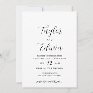 Convite Casamento Moderno Preto e Branco Minimalista