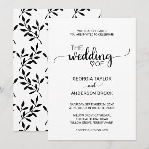 Convite Casamento moderno preto e branco simples da