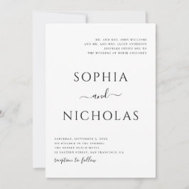 Convite Casamento moderno preto e branco. Simples minimali