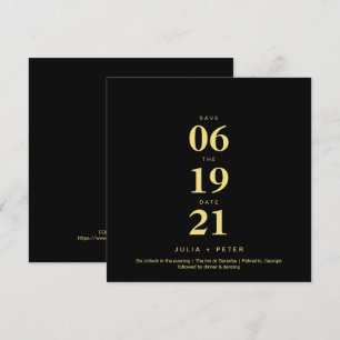 Convite Casamento Moderno Preto e Dourado Quadrado Save Th