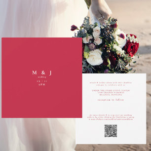 Convite Casamento Moderno Quadrado Vermelho Elegante e Sim