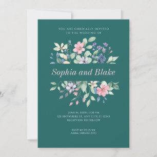 Convite Casamento Moderno Romântico de Flores Silvestres J