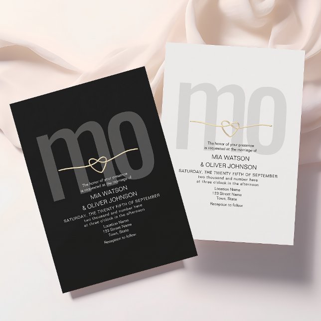 Convite Casamento Moderno Romântico Preto e Branco (Criador carregado)