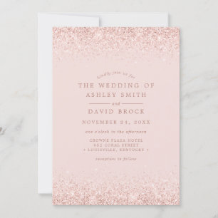 Convite Casamento Moderno Rosa Dourado Confete Rosa