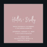 Convite Casamento Moderno Rosa Minimalista<br><div class="desc">Convite de casamento quadrado moderno com um simples design com seus nomes em uma tipografia de script elegante e seus detalhes de evento em uma fonte minimalista sans serif. Todos os elementos de design estão em branco sobre um fundo rosado rosa poeirento. Este convite de casamento chic funciona bem para...</div>