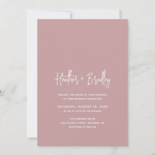 Convite Casamento Moderno Rosa Minimalista
