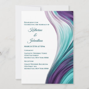 Convite Casamento Moderno - Roxo e Teal