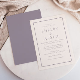 Convite Casamento Moderno Roxo Mínimo
