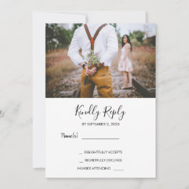 Convite Casamento moderno rústico elegante com foto RSVP