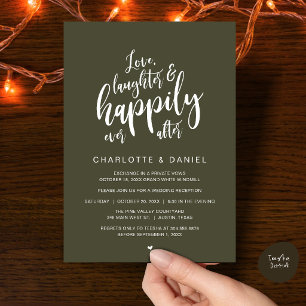 Convite Casamento Moderno Rústico Script Feliz Para Sempre