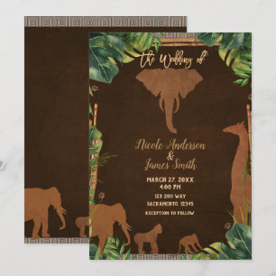 Convite Casamento Moderno Safari Selva Zoológico Animais M
