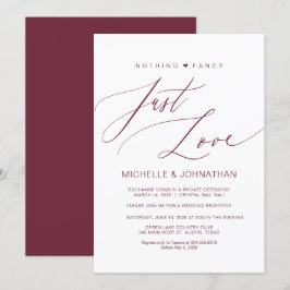 Convite Casamento Moderno Script Burgundy Fuga Recepção