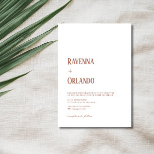 Convite Casamento Moderno Simples Branco Terracota Minimal