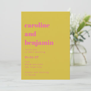 Convite Casamento Moderno Simples, Bravo, Amarelo Brilhant