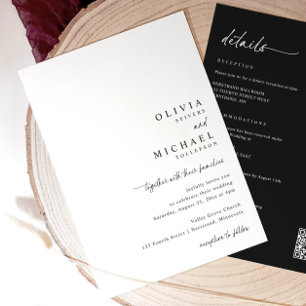 Convite Casamento Moderno Simples com Caligrafia Única