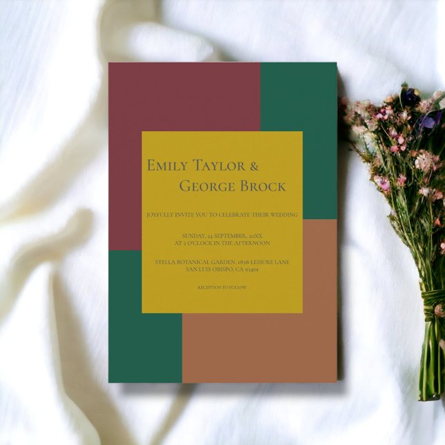 Convite Casamento Moderno Simples e Elegante Colorida Mini (Criador carregado)