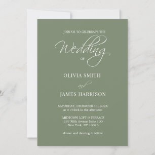 Convite Casamento Moderno Simples E Simples Da Oliva Verde