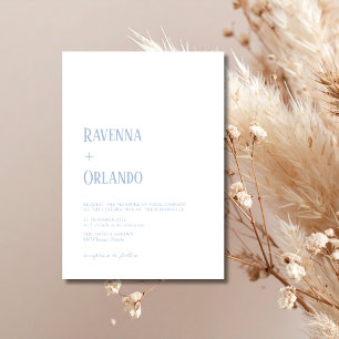 Convite Casamento Moderno Simples Minimalista Azul Poeiren