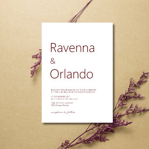 Convite Casamento Moderno Simples Minimalista Burgundy Pro