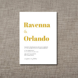 Convite Casamento Moderno Simples Minimalista Dourado