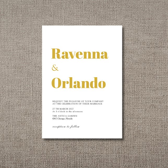 Convite Casamento Moderno Simples Minimalista Dourado (Criador carregado)