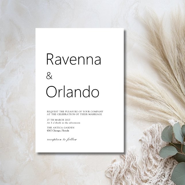 Convite Casamento Moderno Simples Minimalista Preto e Bran (Criador carregado)